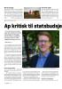 Ap kritisk til statsbudsjettet