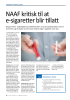 NAAF kritisk til at e-sigaretter blir tillatt