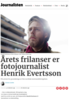 Årets frilanser er fotojournalist Henrik Evertsson