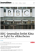 BBC-journalist forlot Kina av frykt for sikkerheten