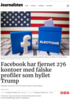 Facebook har fjernet 276 kontoer med falske profiler som hyllet Trump