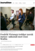 Fredrik Virtanen trekker norsk metoo-søksmål mot Cissi Wallin