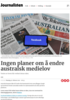 Ingen planer om å endre australsk medielov