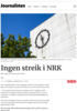 Ingen streik i NRK