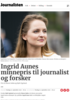 Ingrid Aunes minnepris til journalist og forsker