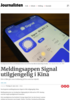 Meldingsappen Signal utilgjengelig i Kina
