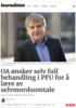 OA ønsker selv full behandling i PFU for å lære av selvmordsomtale