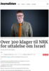 Over 200 klager til NRK for uttalelse om Israel