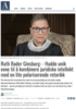 Ruth Bader Ginsburg: - Hadde unik evne til å kombinere juridiske intellekt med en lite polariserende retorikk