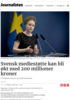 Svensk mediestøtte kan bli økt med 200 millioner kroner