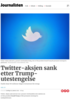 Twitter-aksjen sank etter Trump-utestengelse