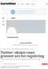 Twitter-aksjen raser grunnet uro for regulering