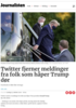 Twitter fjerner meldinger fra folk som håper Trump dør