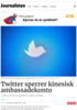 Twitter sperrer kinesisk ambassadekonto